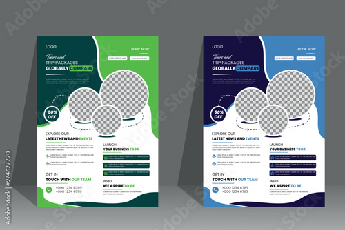 Creative tour flyer template design summer brochure template