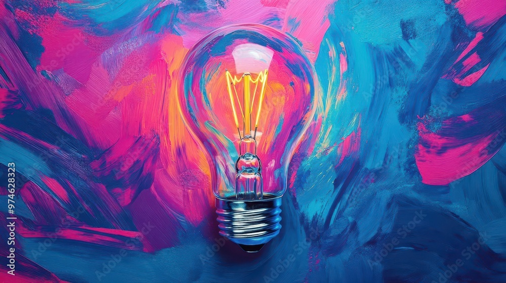 abstract representation of creativity with vibrant paint swirls forming lightbulb shape dynamic brushstrokes in bold colors convey energy and innovation abstract representation of creativity with vibrant paint swirls forming lightbulb shape dynamic brushstrokes in bold colors convey energy and innovation