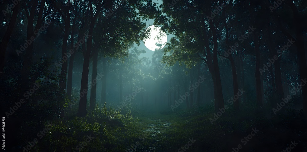 Obraz premium Moonlit Forest Path