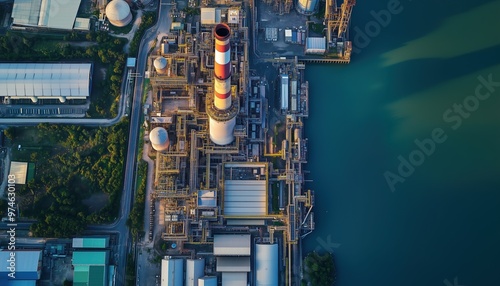 Aerial View Of Bang Pakong Gas Power Plant: Exploring Thermal Power Plants And Fuel Oil In Action From Above photo