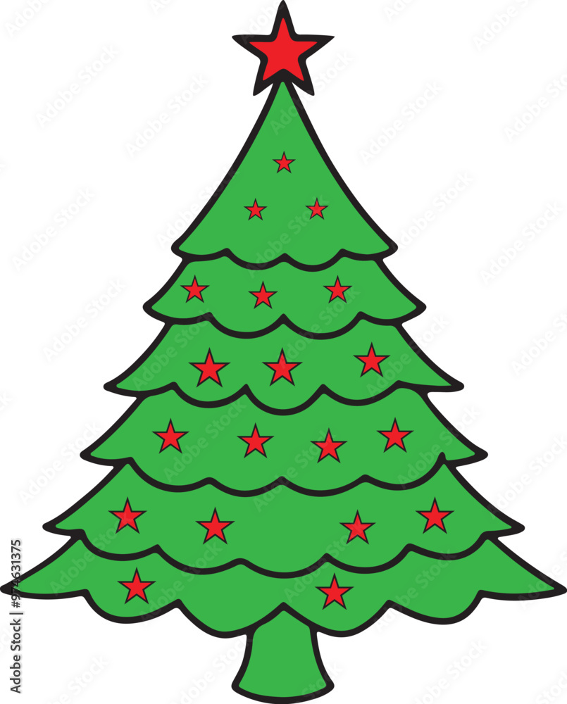 Christmas tree vector art illustration on a white background Christmas tree vector art illustration on a white background