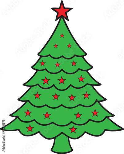 Christmas tree vector art illustration on a white background