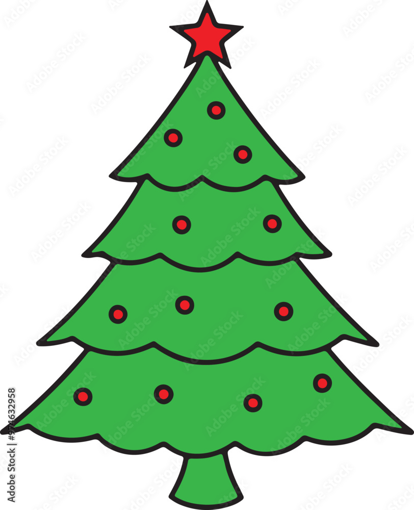 Fototapeta premium Christmas tree vector art illustration on a white background
