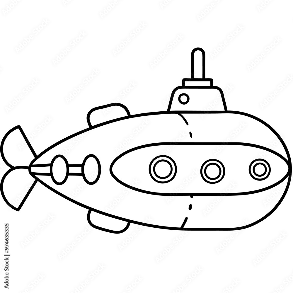 underwater vessel outline coloring book page line art drawing underwater vessel outline coloring book page line art drawing