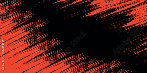Black and Red Grunge Brush Background with Halftone Effect. Retro Grunge Background