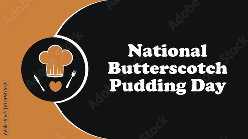 National Butterscotch Pudding Day vector banner design with geometric shapes and vibrant colors on a horizontal background.