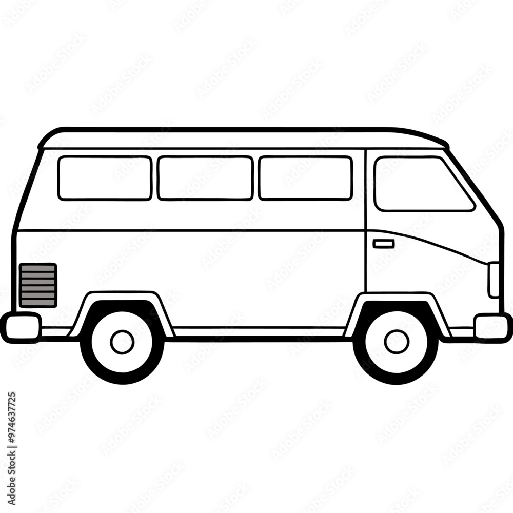 van outline coloring book page line art drawing van outline coloring book page line art drawing