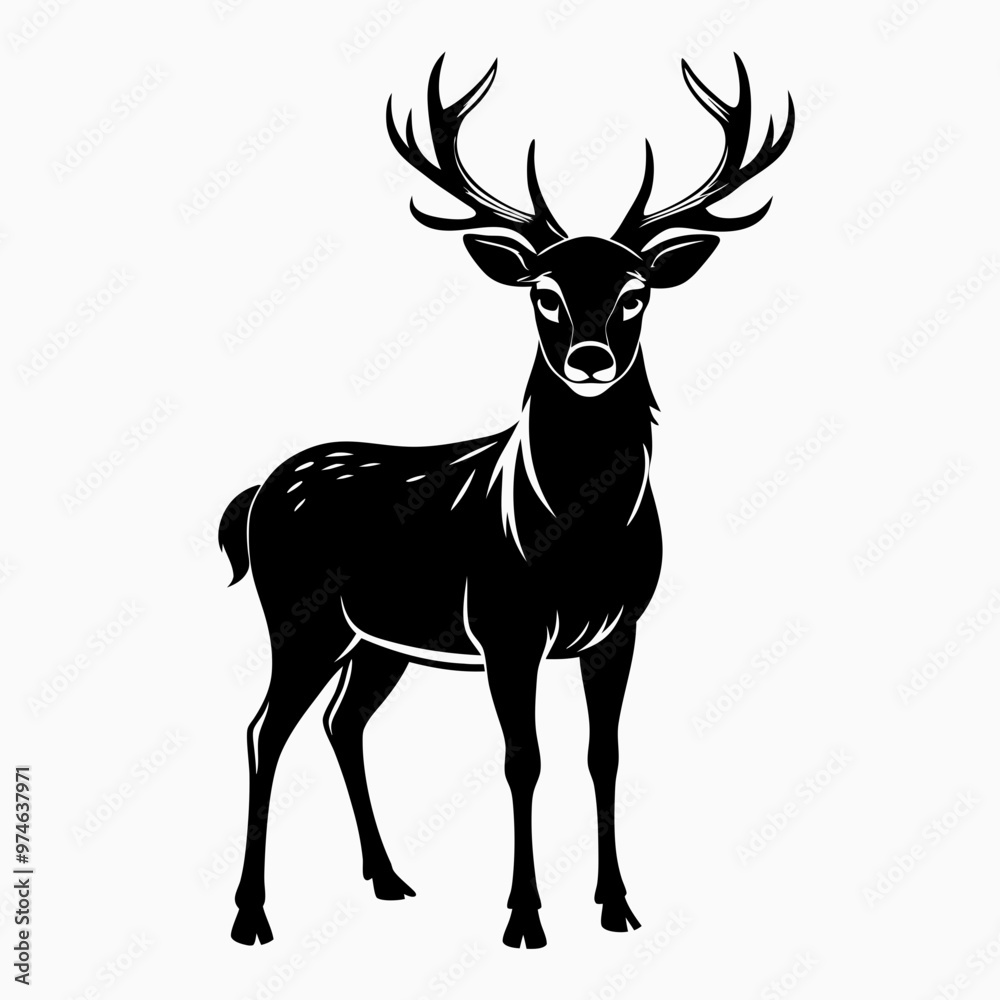 Fototapeta premium Deer Black Black silhouette