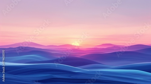 Minimalist Background: Dramatic Sunset Over a Beach Horizon with Soft Blue and Red Gradients 