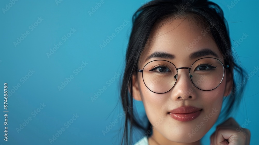 A woman with glasses is smiling at the camera A woman with glasses is smiling at the camera