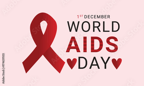 World aids day banner with red ribbon