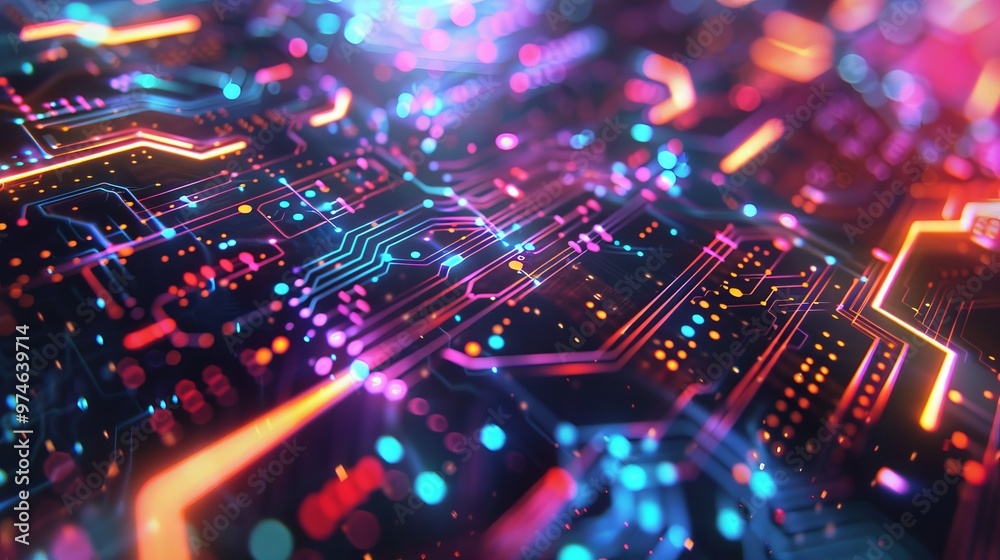 Visually captivating abstract artwork depicting a futuristic virtual circuitry theme Visually captivating abstract artwork depicting a futuristic virtual circuitry theme