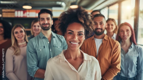 Portrait of Diverse Professionals Embracing Teamwork and Inclusivity in a Contemporary Office Setting