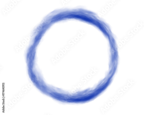 Fog or smoke. Blue ring of smog cloud on isolated transparent special effect. Smoke cloud as ring, magic haze. Blue smoke rings from cigarette, pipe or vape. Realistic circle of steam clouds of smoki