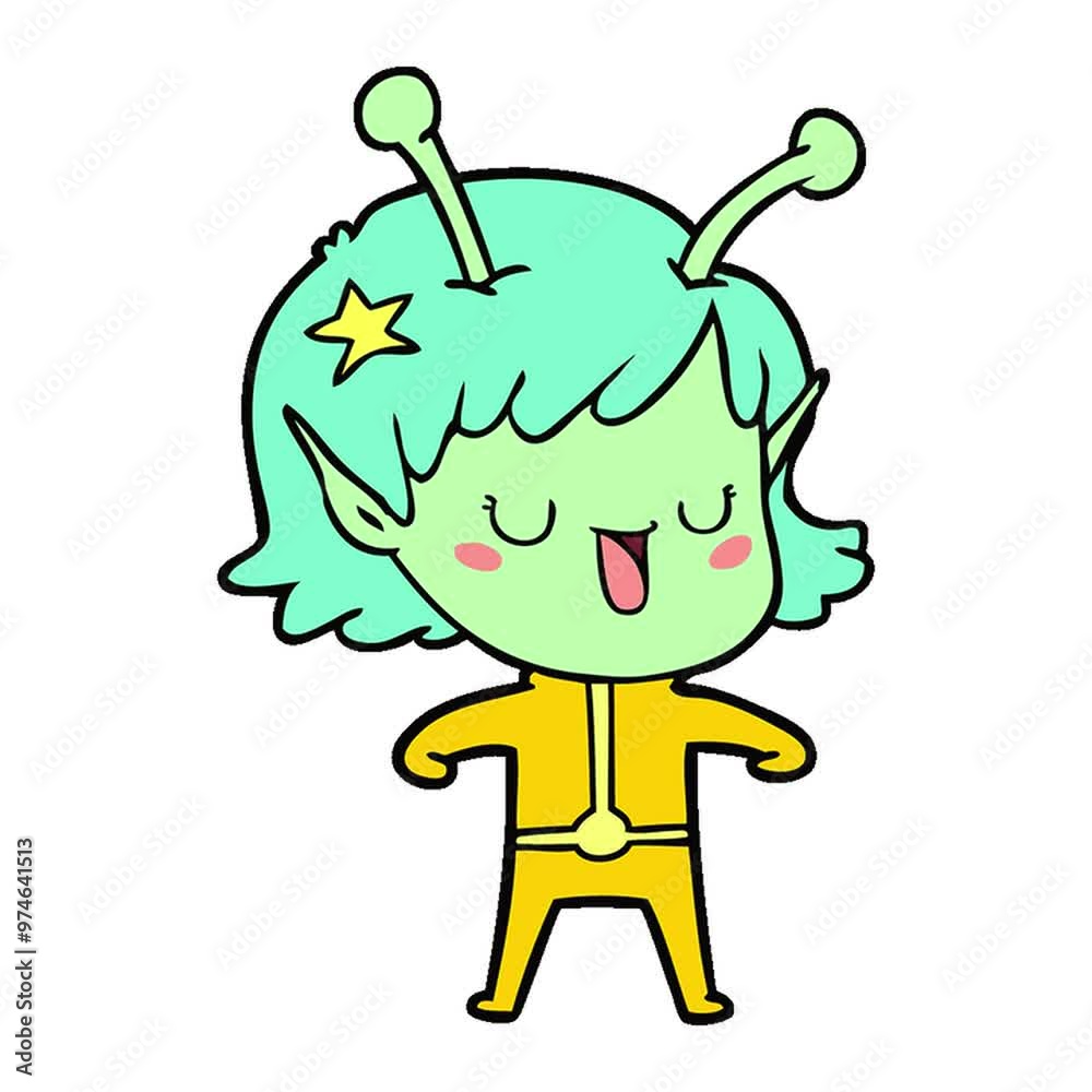 happy alien girl cartoon