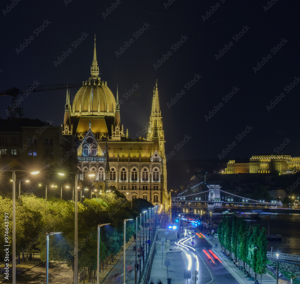 Fototapeta premium Hungarian Parliament Building at Night