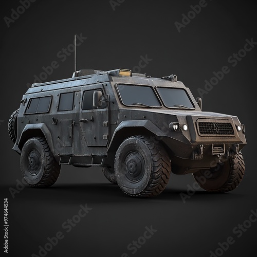 3D Armored Car Icon: Secure Vehicle for Valuables Illustration Logo