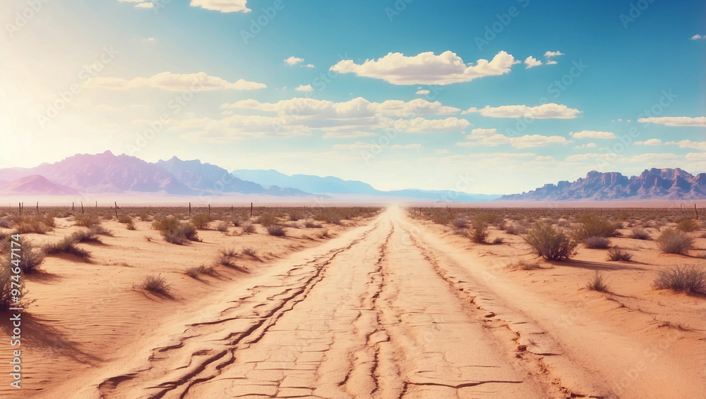 Naklejka premium AI-generated Sand Desert Hot Dirty Road