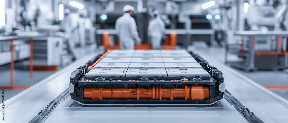 Obraz premium Visual of a cross-section of an electric car s battery pack