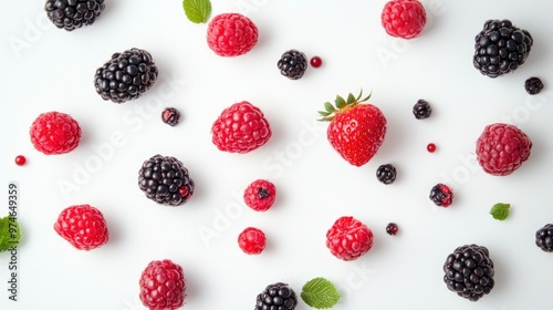 Fresh Berries on a White Background for Healthy Eating