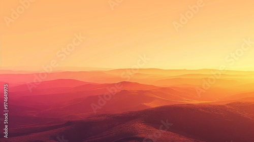 Minimalist Background: Dramatic Sunset Over a Beach Horizon with Soft Blue and Red Gradients 