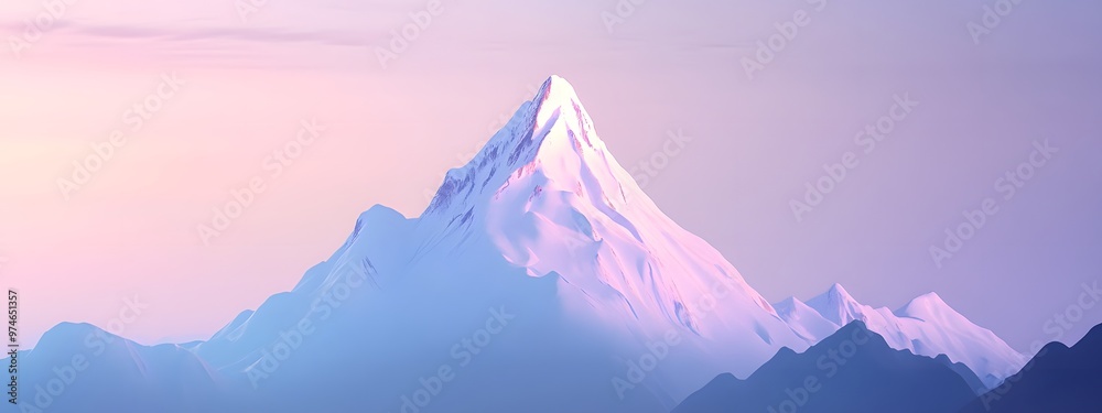 An animated mountain peak with snow on the top, set against a gradient sky in shades of blue and purple An animated mountain peak with snow on the top, set against a gradient sky in shades of blue and purple