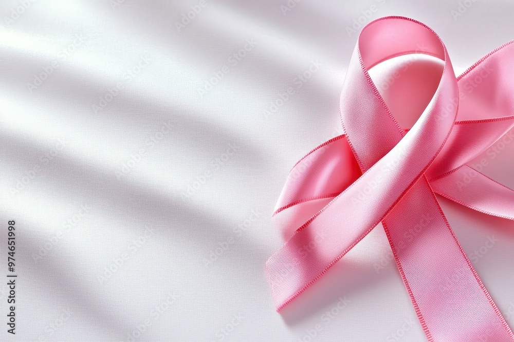 Pink ribbon symbolizing breast cancer awareness on a soft background. Pink ribbon symbolizing breast cancer awareness on a soft background.