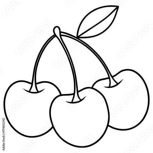 various cherries outline coloring book page line art drawing