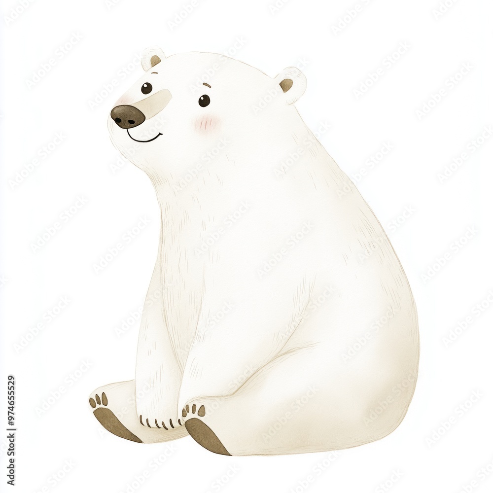 Cute polar bear illustration sitting calmly against a simple background Cute polar bear illustration sitting calmly against a simple background