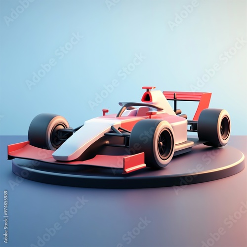 3D Formula 1 Car Icon: High Speed Racing Vehicle Illustration Logo