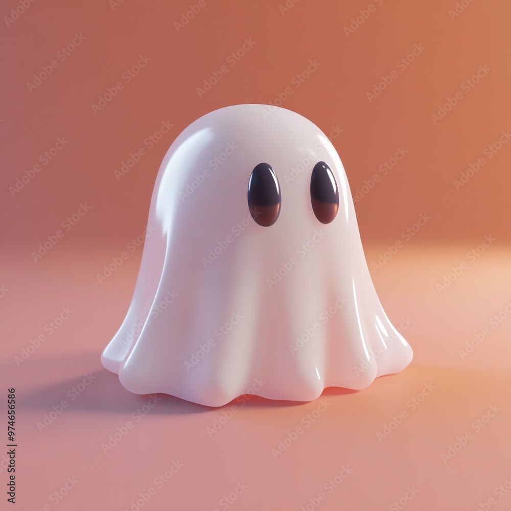 Fototapeta premium 3D Ghost Icon: Spooky Specter for Halloween Illustration Logo
