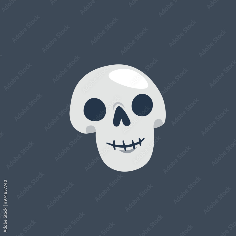 Fototapeta premium creepy skull head in flat vector design.