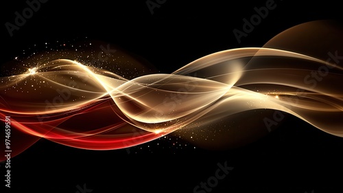 Elegant waves of light flowing seamlessly, creating a sense of motion and tranquility against a dark backdrop.