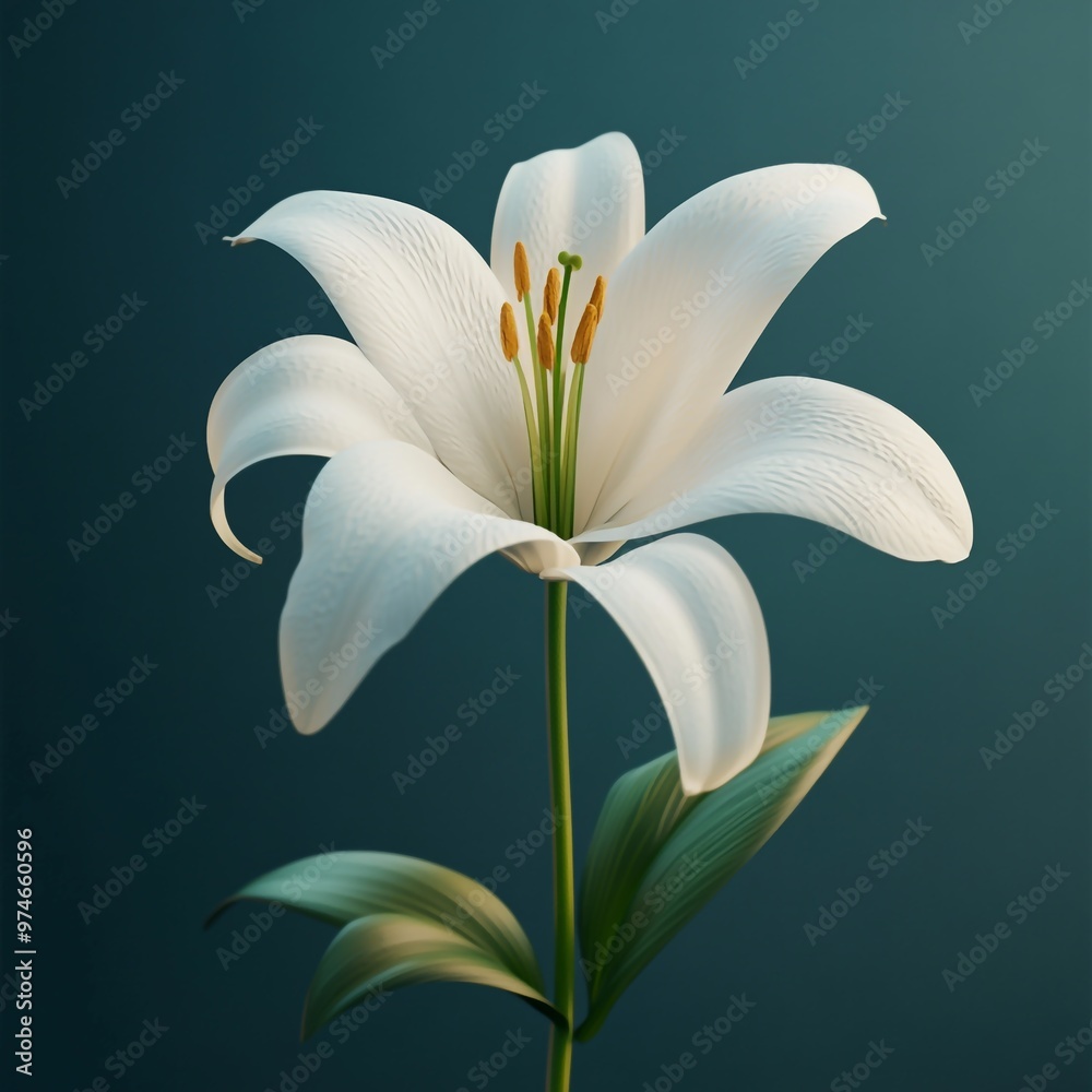 Fototapeta premium 3D Lily Icon: Elegant Flower Symbolizing Purity Illustration Logo