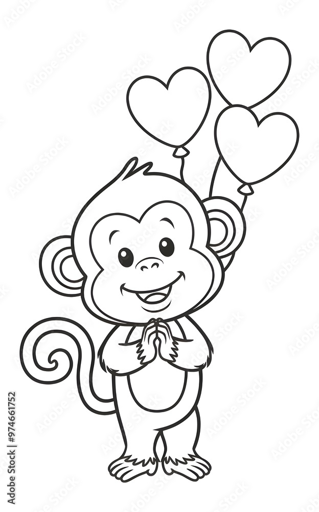 monkey and balloons coloring monkey and balloons coloring