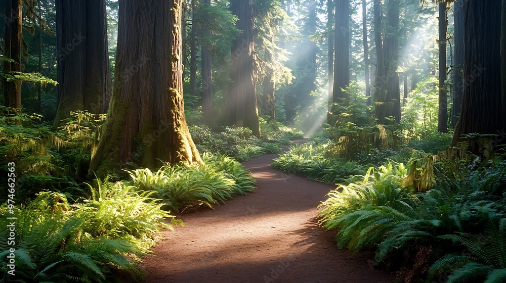 Tranquil Forest Pathway Bathed in Gentle Light Surrounded by Lush Greenery Tranquil Forest Pathway Bathed in Gentle Light Surrounded by Lush Greenery