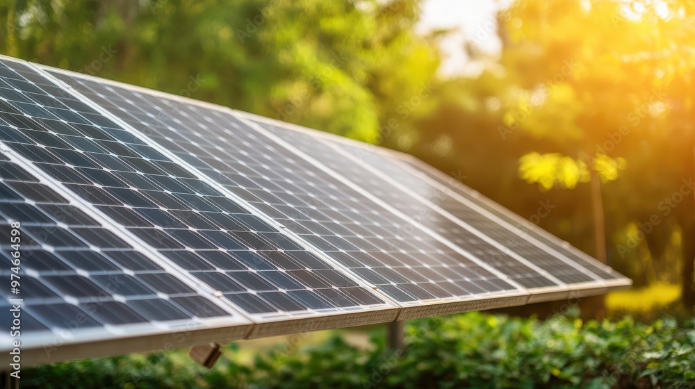 Fototapeta premium Harnessing Solar Energy: A Captivating Look at a Sustainable Solar Panel Installation