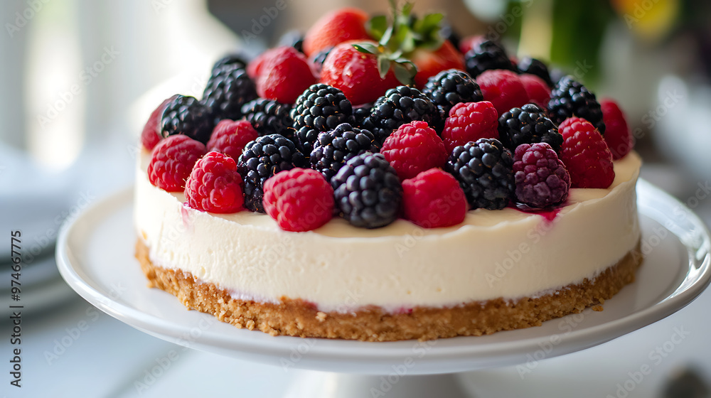 Cheesecake topped with fresh berries Cheesecake topped with fresh berries