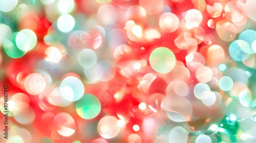 Abstract Red and Green Bokeh Lights Festive Background