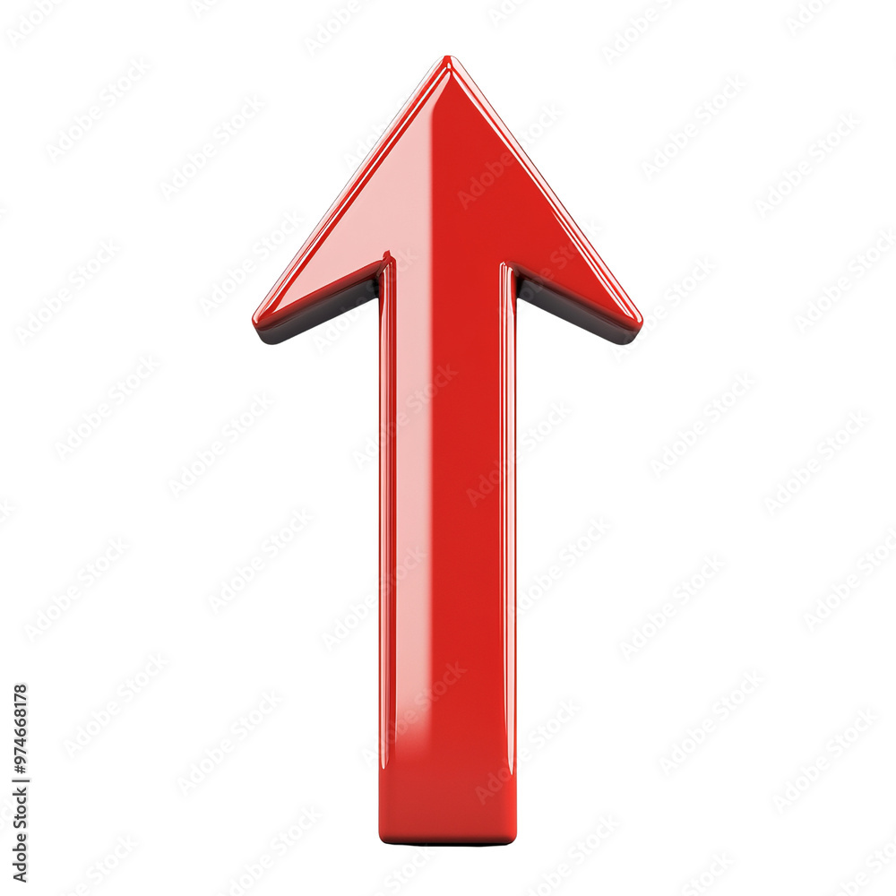 A vibrant red arrow isolated white background A vibrant red arrow isolated white background