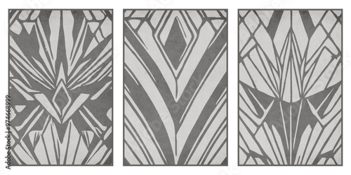 Set of 3 Abstract illustration in vintage style. For use in graphics, for wall decor.