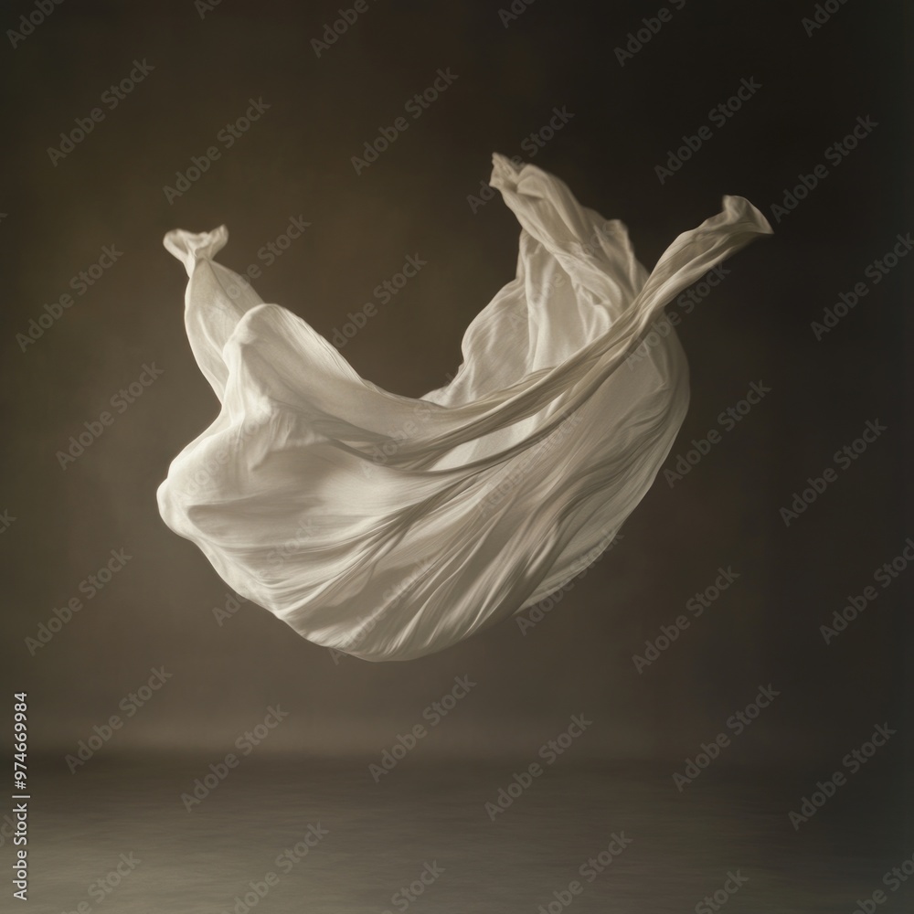 Fototapeta premium Cloth – Artistic Photo of Flowing Cloth Suspended in Midair Creating a Weightless Appearance