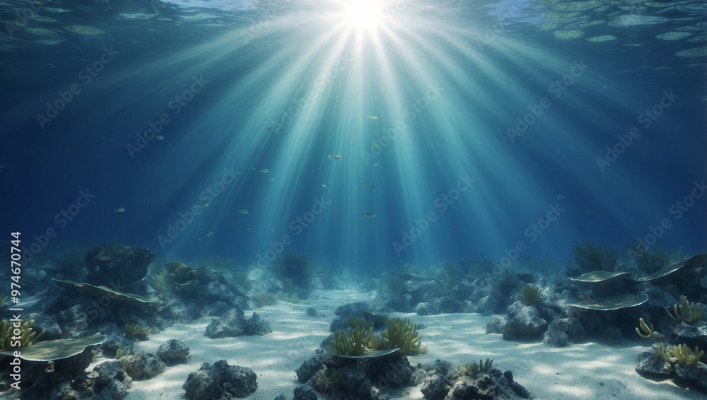 Underwater Background Deep Blue Sea and Underwater Background Deep Blue Sea and