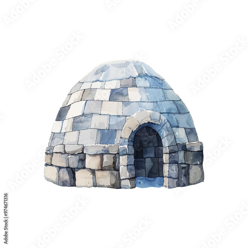 igloos house vector illustration in watercolor style