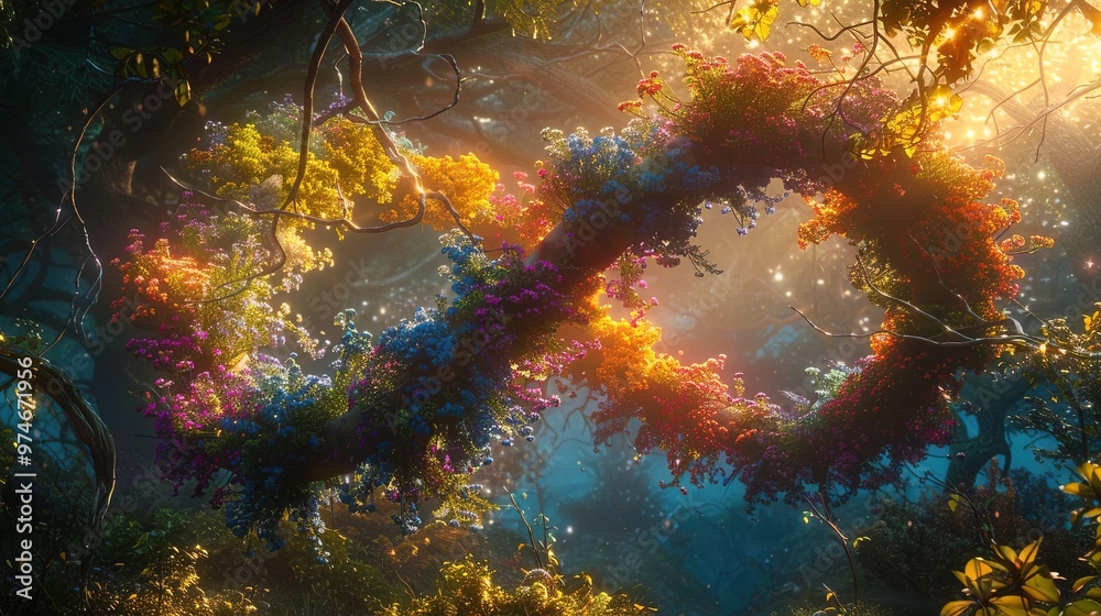 Fototapeta premium The double helix of life, where genetic mysteries unwind in the dance of DNA, a testament to the profound complexity and beauty of biological evolution