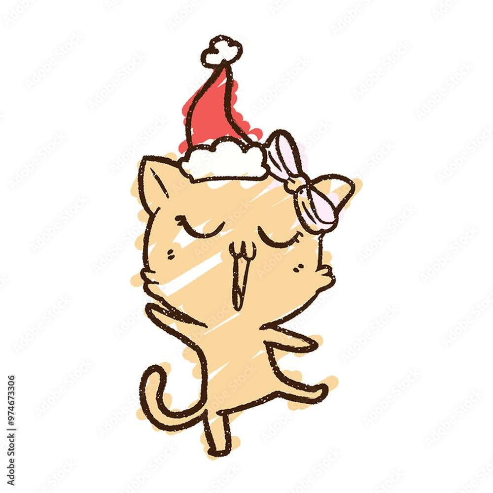 Christmas Cat Chalk Drawing Christmas Cat Chalk Drawing