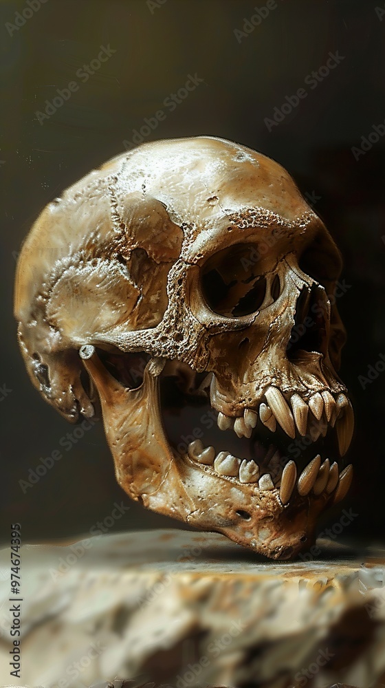 Detailed Human Skull with Sharp Teeth - Digital Art Detailed Human Skull with Sharp Teeth - Digital Art