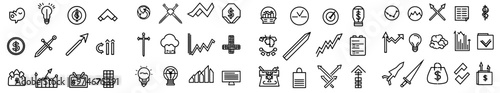 This icon set includes icons representing currency wars, economic sanctions, taxes, tariffs, walls, crises, and more.