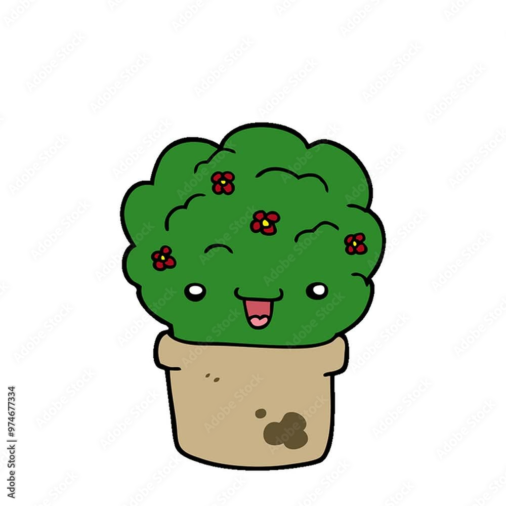 cartoon shrub in pot cartoon shrub in pot