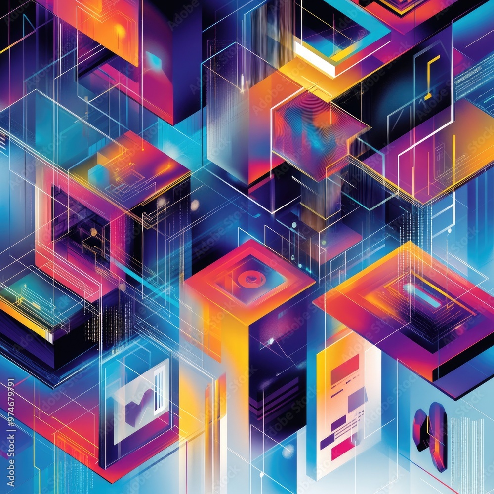 Infographic – Geometric Shapes Dividing Various Sectors Including Tech, Healthcare, and Energy Infographic – Geometric Shapes Dividing Various Sectors Including Tech, Healthcare, and Energy